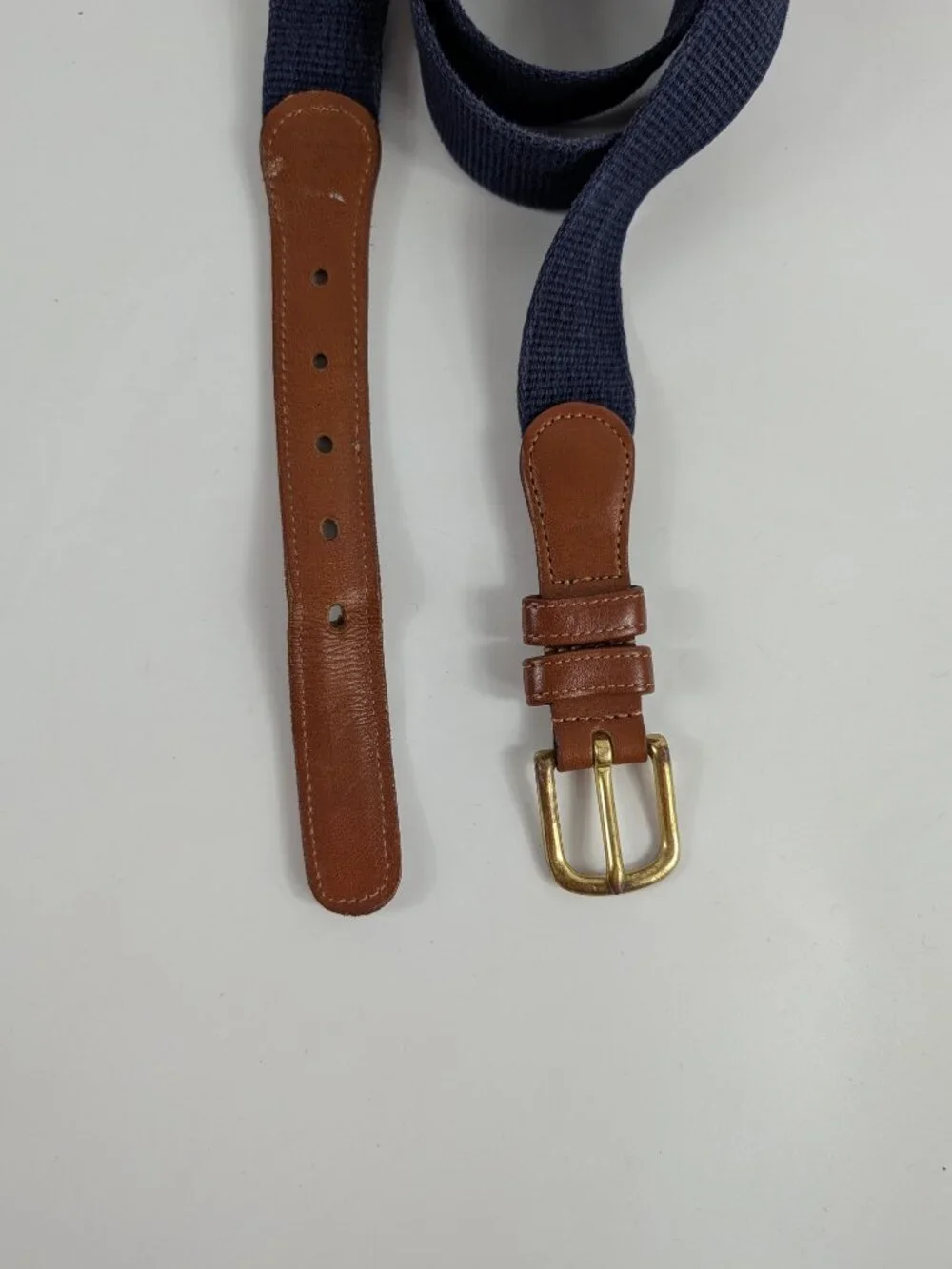 Vintage Coach Natural Linen Belt Leather Ends 44
